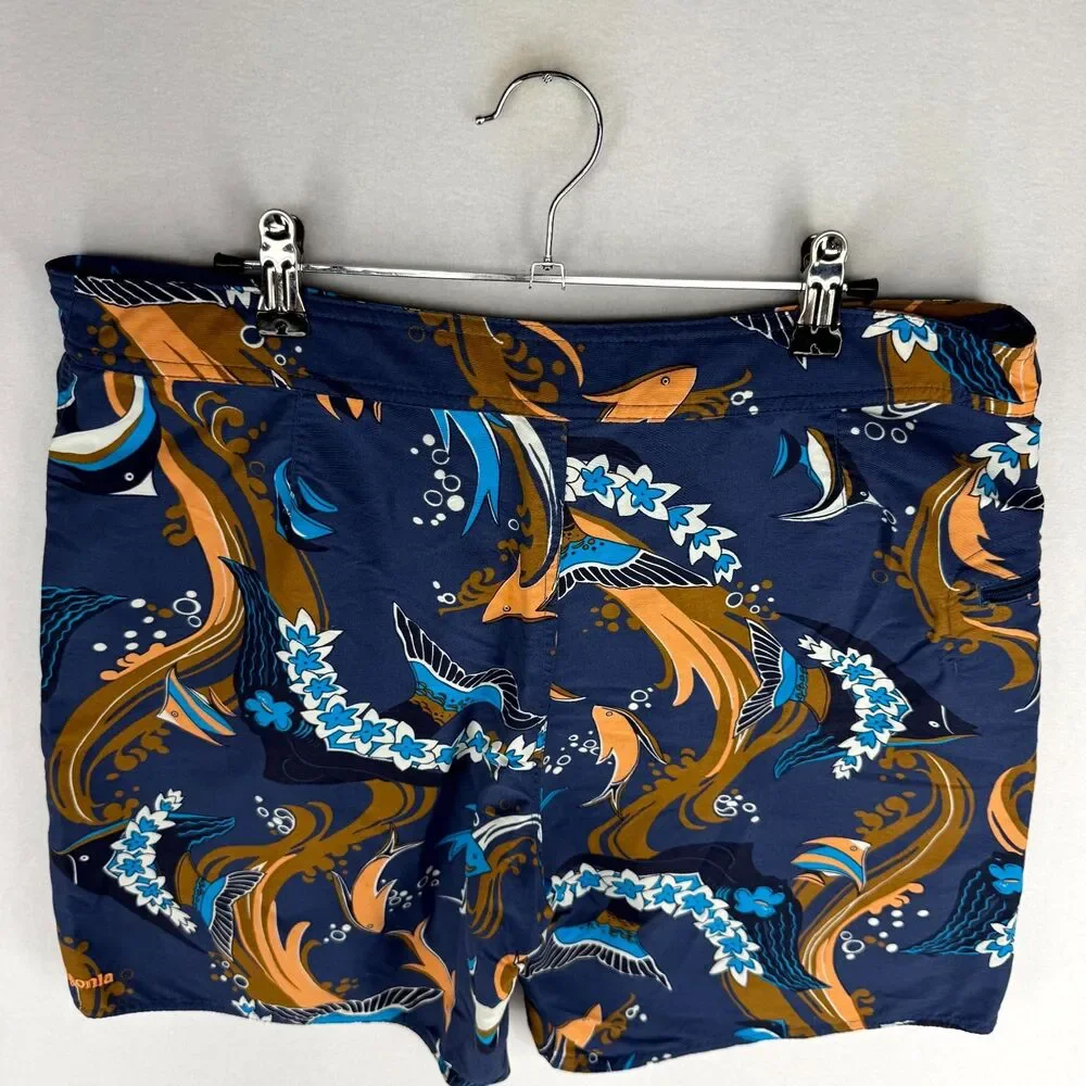 Patagonia Blue Tropical Fish Swim Board Shorts Mens Size 34‎